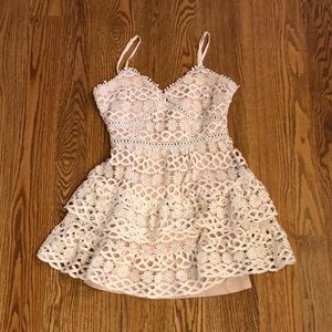 XS Lulus Tan and White Dress